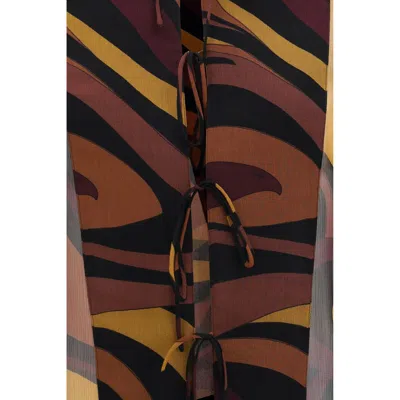 Pucci Creponne Shirt In Marmo Print In Brown