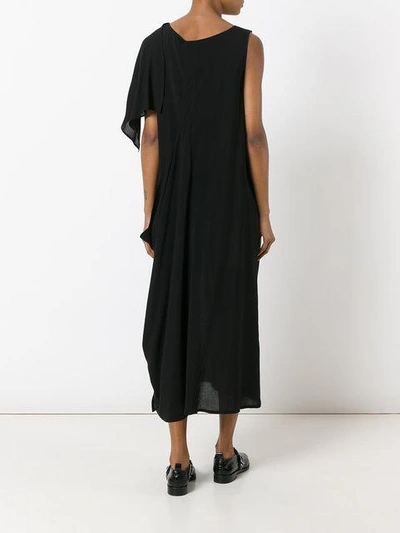 Shop Yohji Yamamoto Draped Shoulder Shift Dress - Black