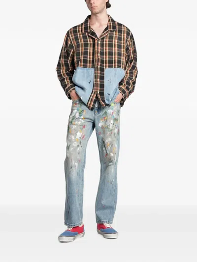 Found Check-pattern Panelled Shirt In Multi