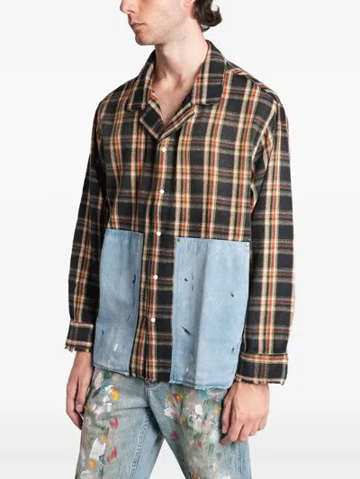 Found Check-pattern Panelled Shirt In Multi
