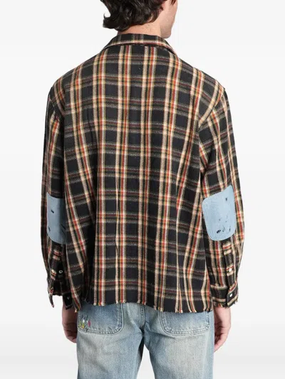 Found Check-pattern Panelled Shirt In Multi