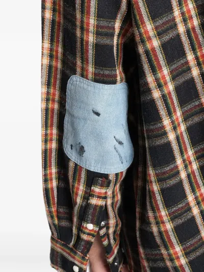 Found Check-pattern Panelled Shirt In Multi