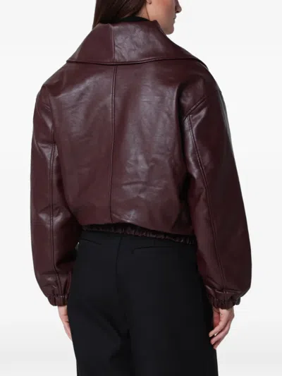 Source Unknown Eleni Shawl-collar Bomber Jacket In Brown