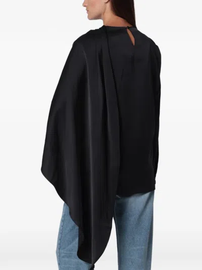 Source Unknown Koa Draped Long-sleeve Blouse In Black