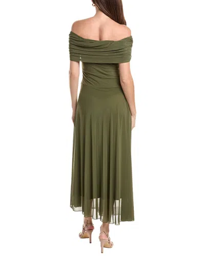 Ipponelli Solid Off-shoulder Maxi Dress In Green