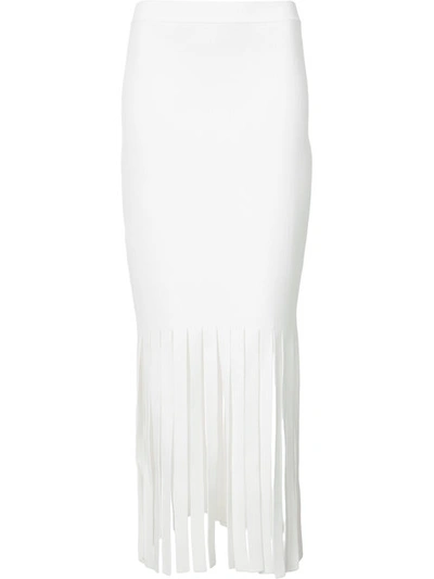 Alexander Wang Long Shredded Skinny Skirt In White