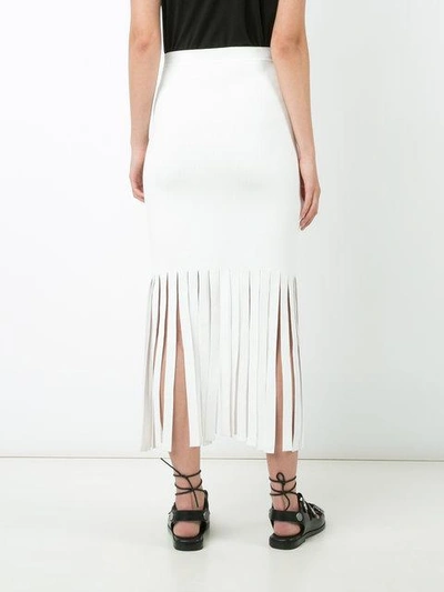 Shop Alexander Wang Long Shredded Skinny Skirt In White