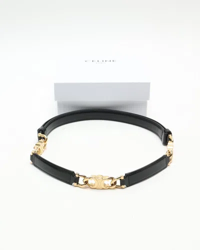 Pre-owned Celine Céline Adjustable Triomphe Belt In Black