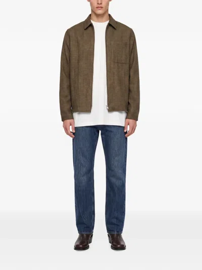 Another Aspect Check-pattern Zip-up Overshirt In Brown