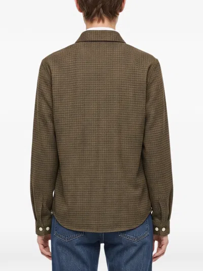 Another Aspect Check-pattern Zip-up Overshirt In Brown