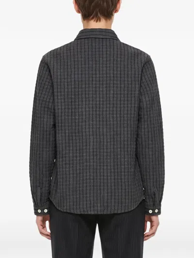 Another Aspect Check-pattern Zip-up Overshirt In Gray