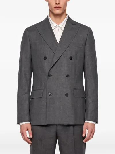 Another Aspect Double-breasted Peak-lapel Jacket In Black