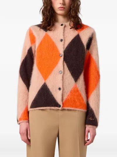 Msgm Argyle-pattern Button-up Cardigan In Multi