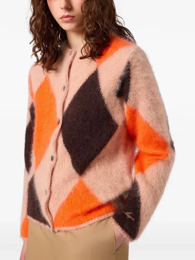 Msgm Argyle-pattern Button-up Cardigan In Multi