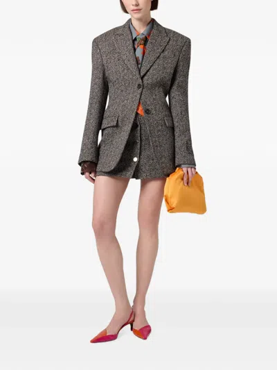 Msgm Single-breasted Jacket In Gray