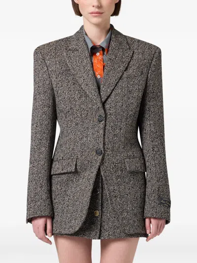 Msgm Single-breasted Jacket In Gray