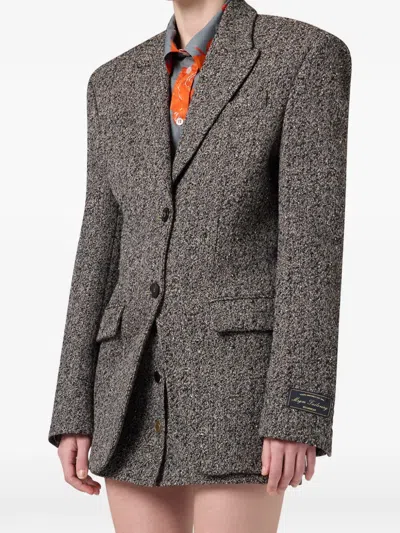Msgm Single-breasted Jacket In Gray