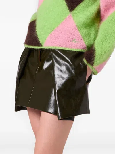 Msgm Argyle-pattern High-neck Sweater In Green