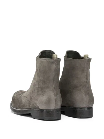 Officine Creative Front-zip Distressed-effect Boots In Gray