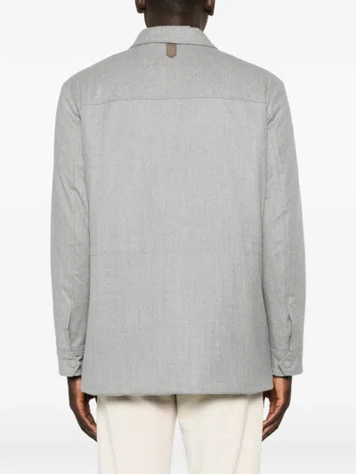 Canali Wool Patch-pocket Jacket In Gray