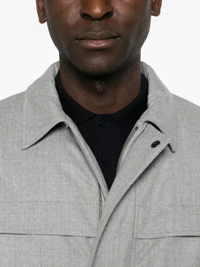 Canali Wool Patch-pocket Jacket In Gray