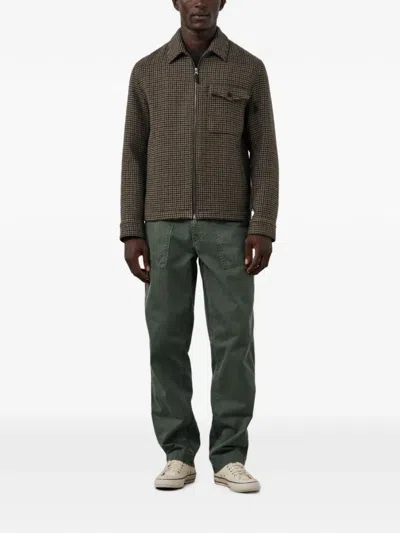 Hartford Dandy Houndstooth-pattern Zip-up Jacket In Brown