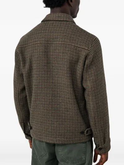 Hartford Dandy Houndstooth-pattern Zip-up Jacket In Brown