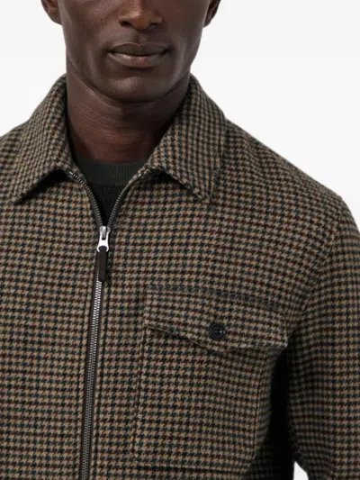 Hartford Dandy Houndstooth-pattern Zip-up Jacket In Brown