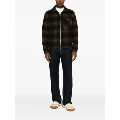 Moncler Brown-black Check Jacket In Multi