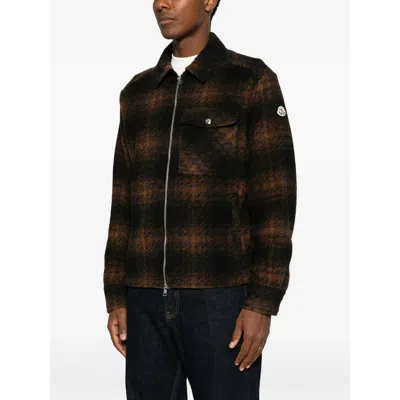 Moncler Brown-black Check Jacket In Multi