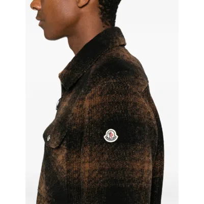 Moncler Brown-black Check Jacket In Multi