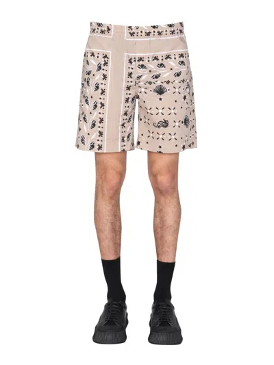 Msgm Paisley Pattern Cotton Bermudas In Multi