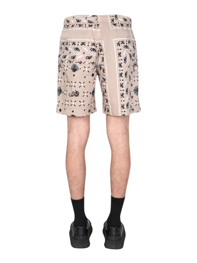 Msgm Paisley Pattern Cotton Bermudas In Multi