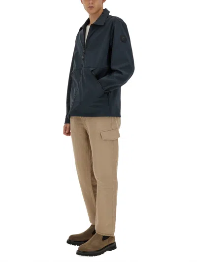 Woolrich Logo-embroidered Polyester Jacket In Blue