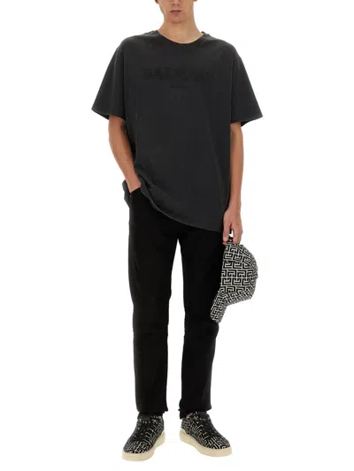 Balmain Logo Oversized T-shirt In Animal Print
