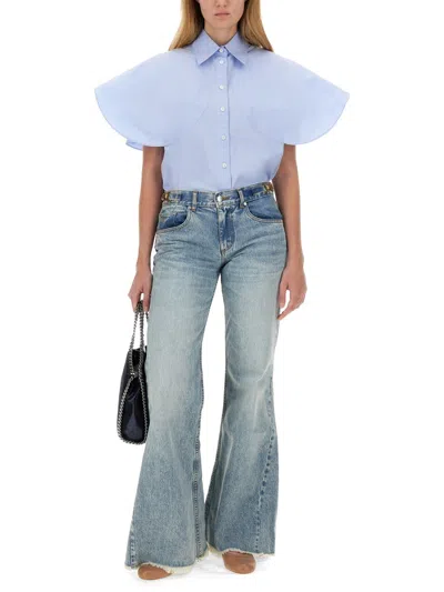 Stella Mccartney Clasp-embellished Low-rise Flared Jeans In Transparent