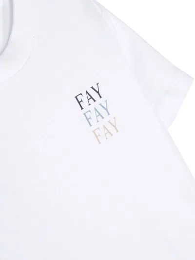 Fay Mini Stylish Cotton T-shirt For Boys In White