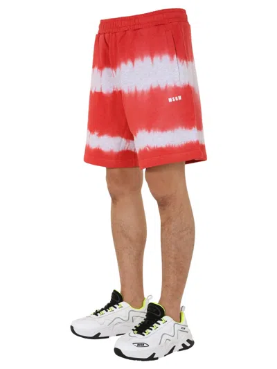 Msgm Cotton Fleece Bermudas In Multi