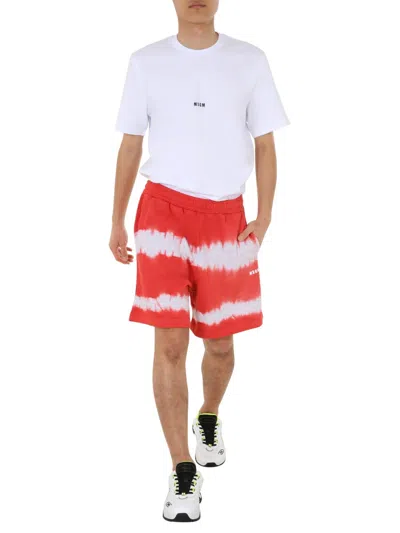 Msgm Cotton Fleece Bermudas In Multi
