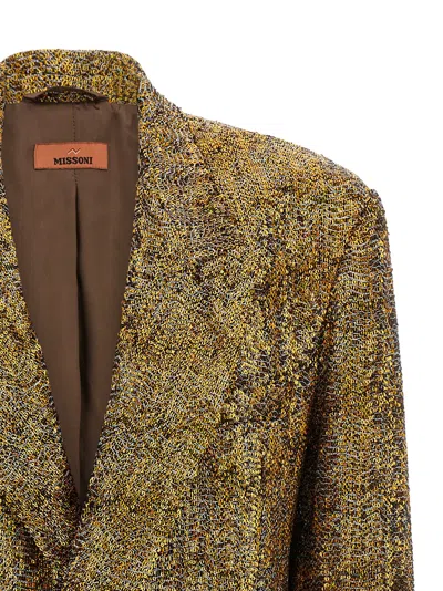 Missoni Sequin-embellished Double-breasted Blazer In Brown