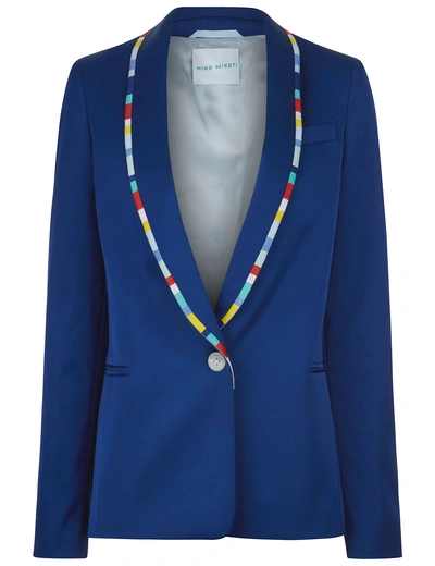 Mira Mikati Blue Toucan Appliqué Tux Jacket