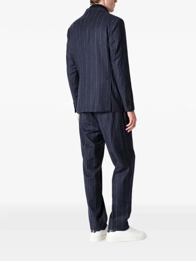 Manuel Ritz Pinstripe-pattern Single-breasted Suit In Blue