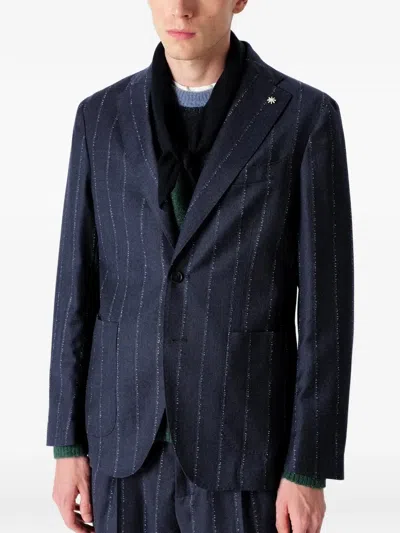 Manuel Ritz Pinstripe-pattern Single-breasted Suit In Blue