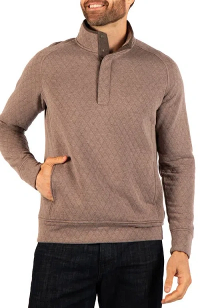 Tailorbyrd Quilted Snap Pullover In Brown