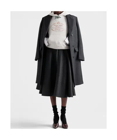 Prada Single-breasted Double Wool Coat In Black