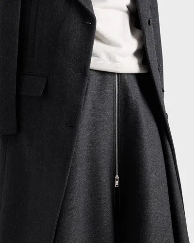 Prada Single-breasted Double Wool Coat In Black