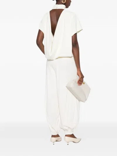 Eleh Open-back Draped Blouse In Neutral