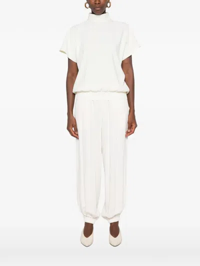 Eleh Open-back Draped Blouse In Neutral