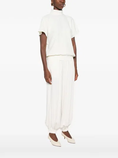 Eleh Open-back Draped Blouse In Neutral