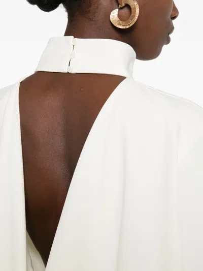 Eleh Open-back Draped Blouse In Neutral